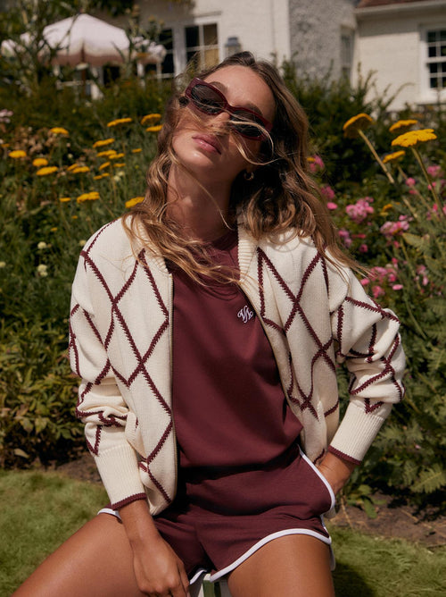 Nile Diamond Knit Jacket Ivory/Port