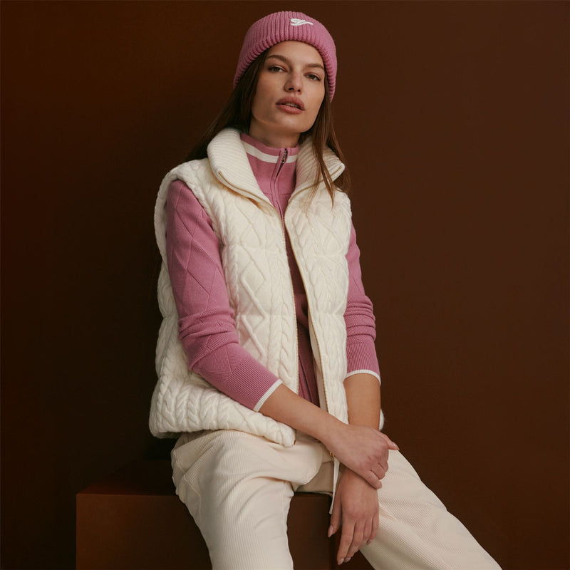 Irina Cable Knit Gilet Egret