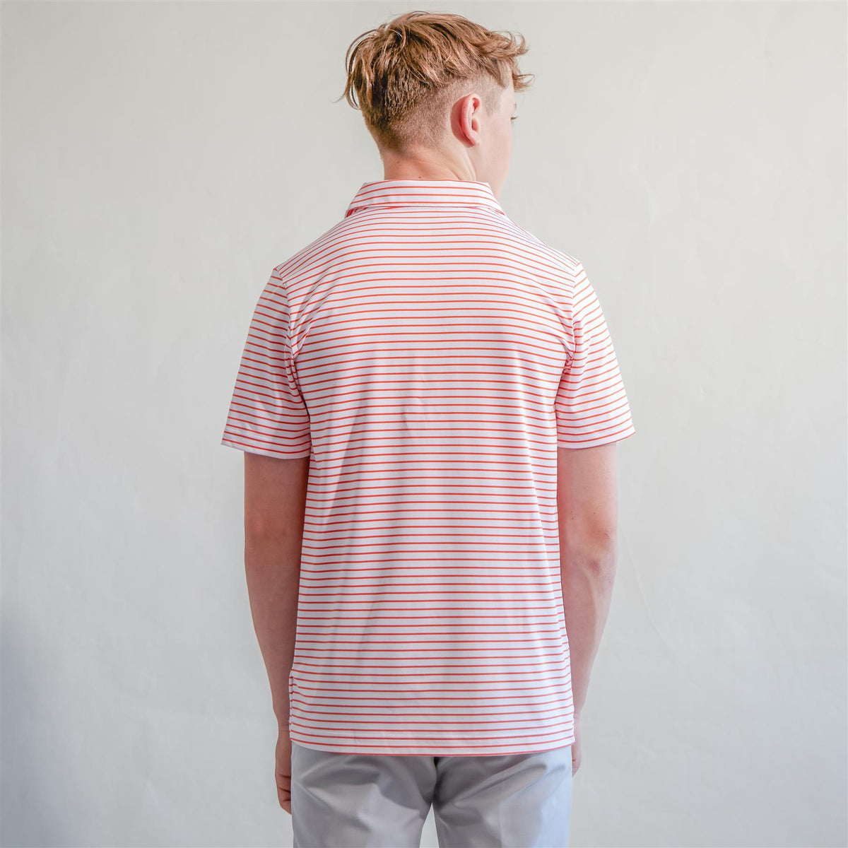 Boys Climacool Striped Polo Dusky Orange