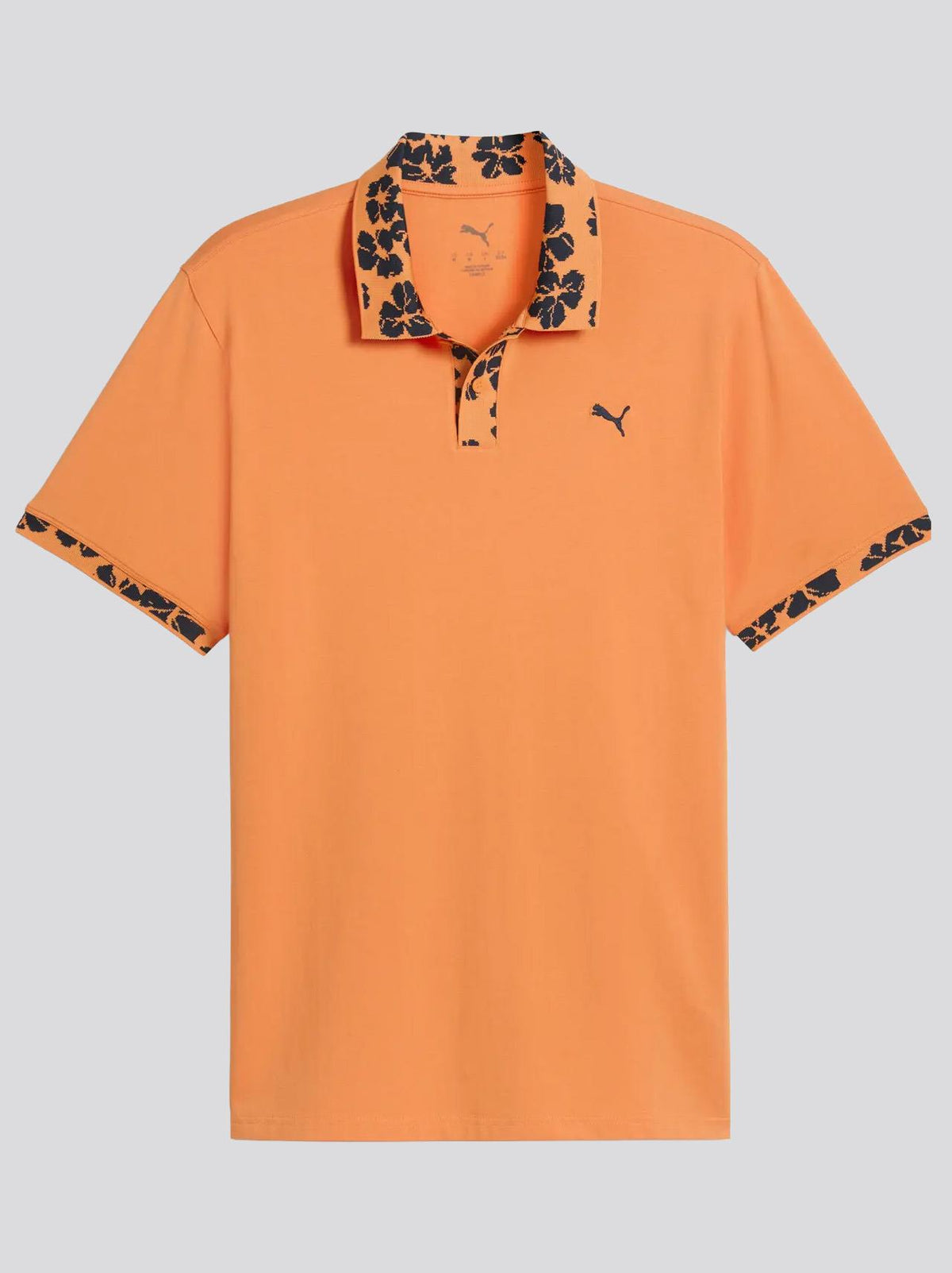 Modalon Floral Rib Polo Shirt Melon Glow/Deep Navy