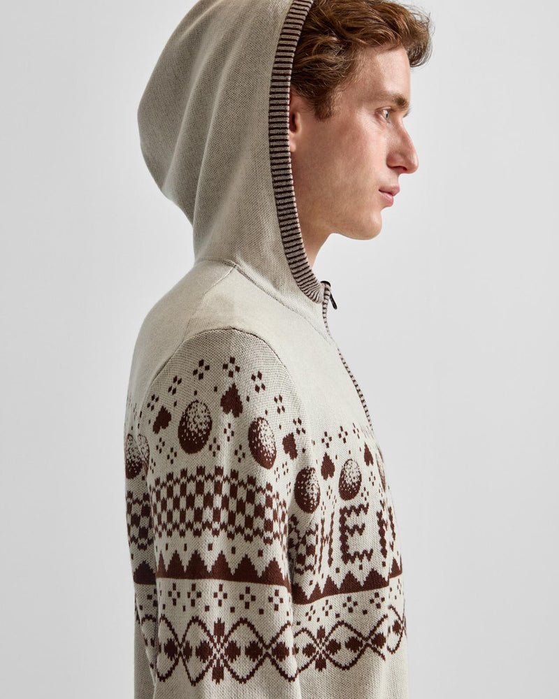 Knit Zip Hoodie Cream