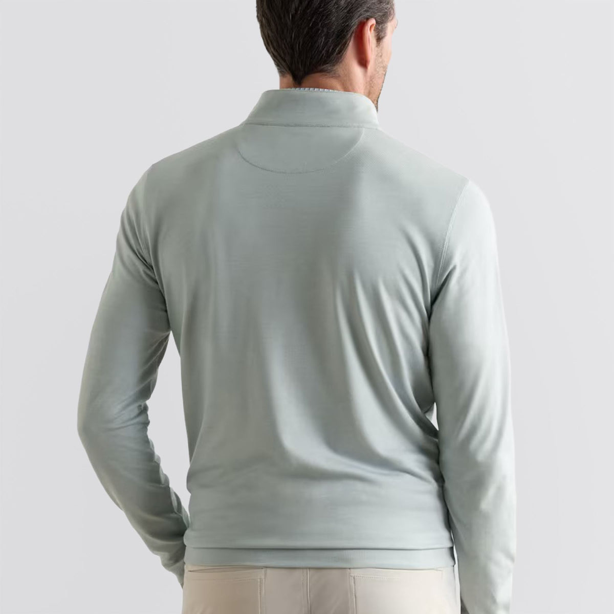 Albatross Cotton-Blend Pique Quarter-Zip Mid Layer Light Willow