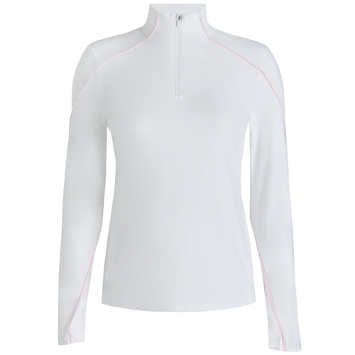 Womens Silky Tech Nylon Quarter Zip Snow/Blush - SS25