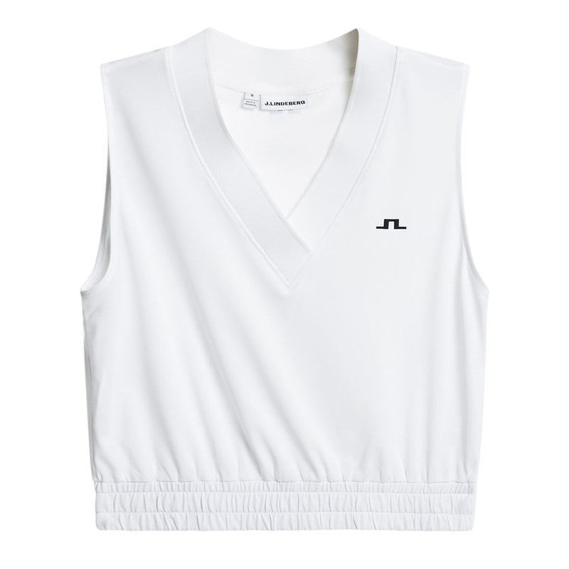 Liny Cropped V-Neck SL Top White