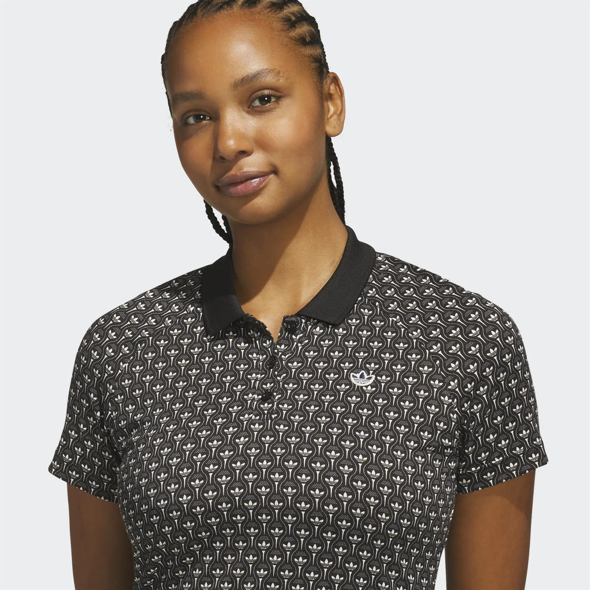 Originals All Over Trefoil Polo Black/Chalk White