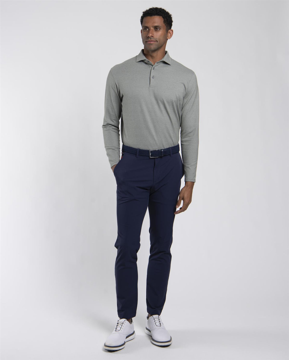 Scot Warm Long Sleeve Polo Green Slate