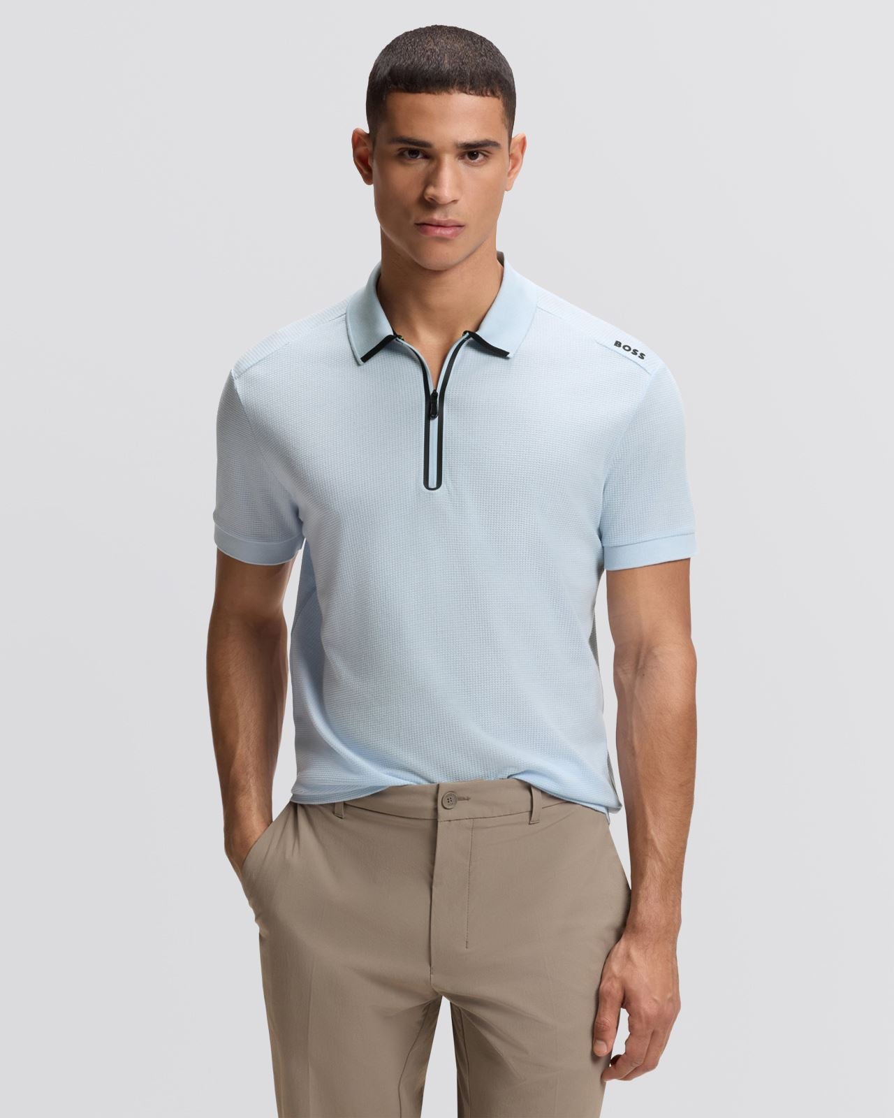 Terrace Zip Polo Open Blue