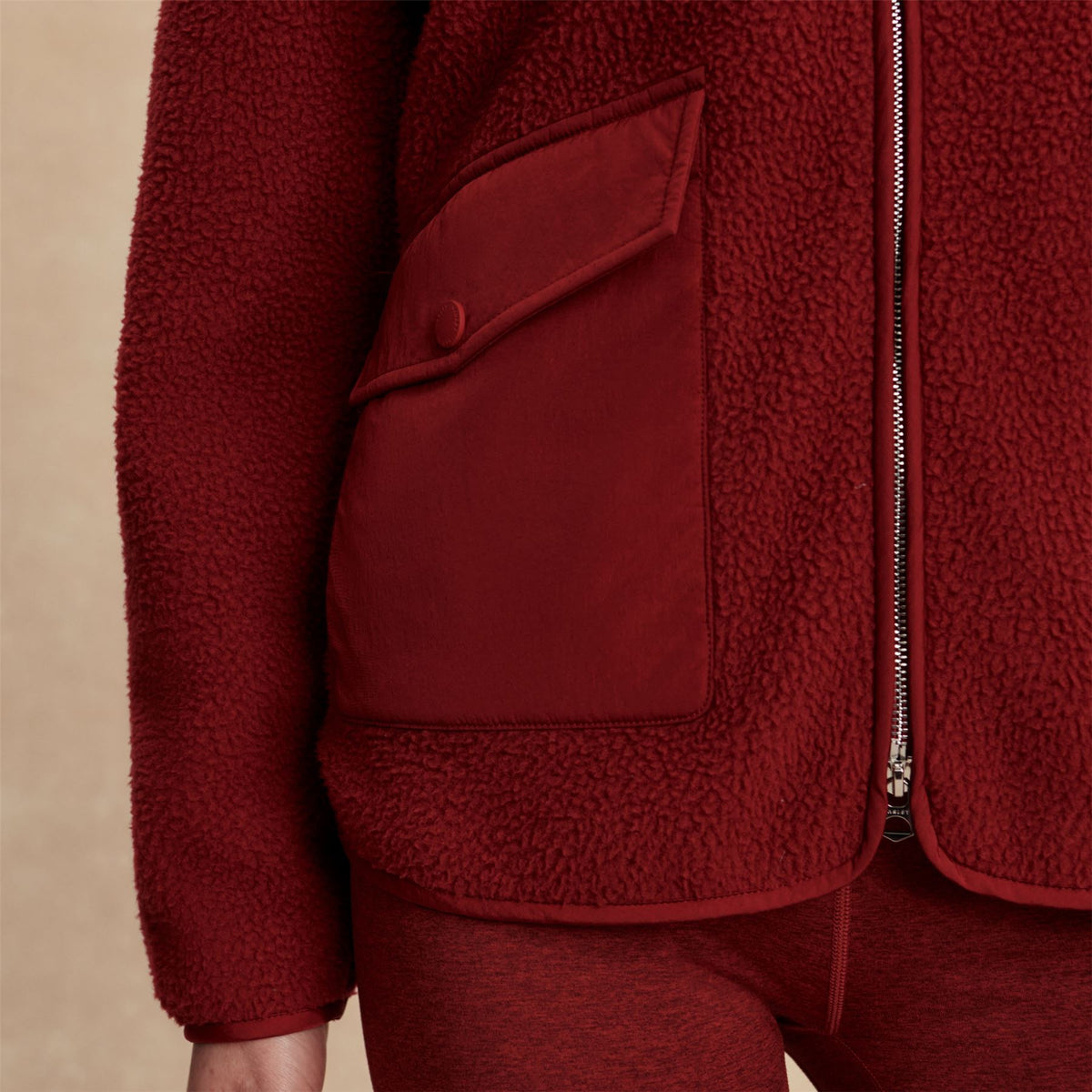 Marina Collarless Fleece Red Dahlia