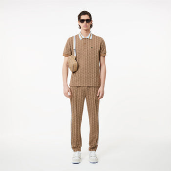 Classic Fit Contrast Collar Monogram Motif Polo Brown/Blue