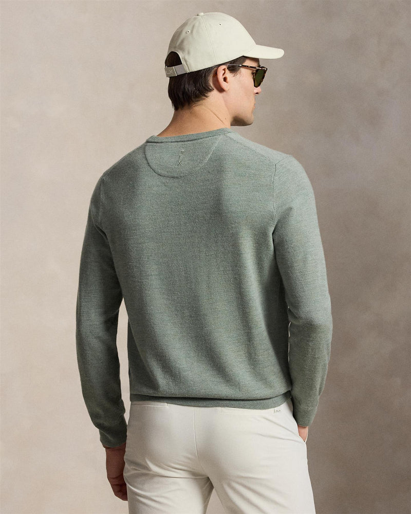 Wool Crewneck Sweater Fern Green Heather