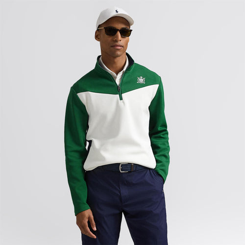 RLX Half Zip Crest Mock Neck Mid Layer Kelly Green/Ceramic White