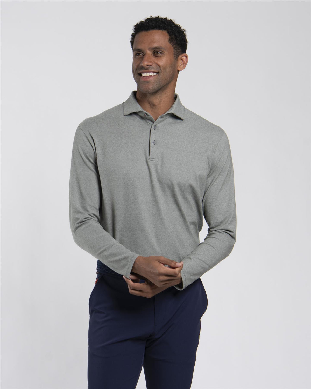 Scot Warm Long Sleeve Polo Green Slate