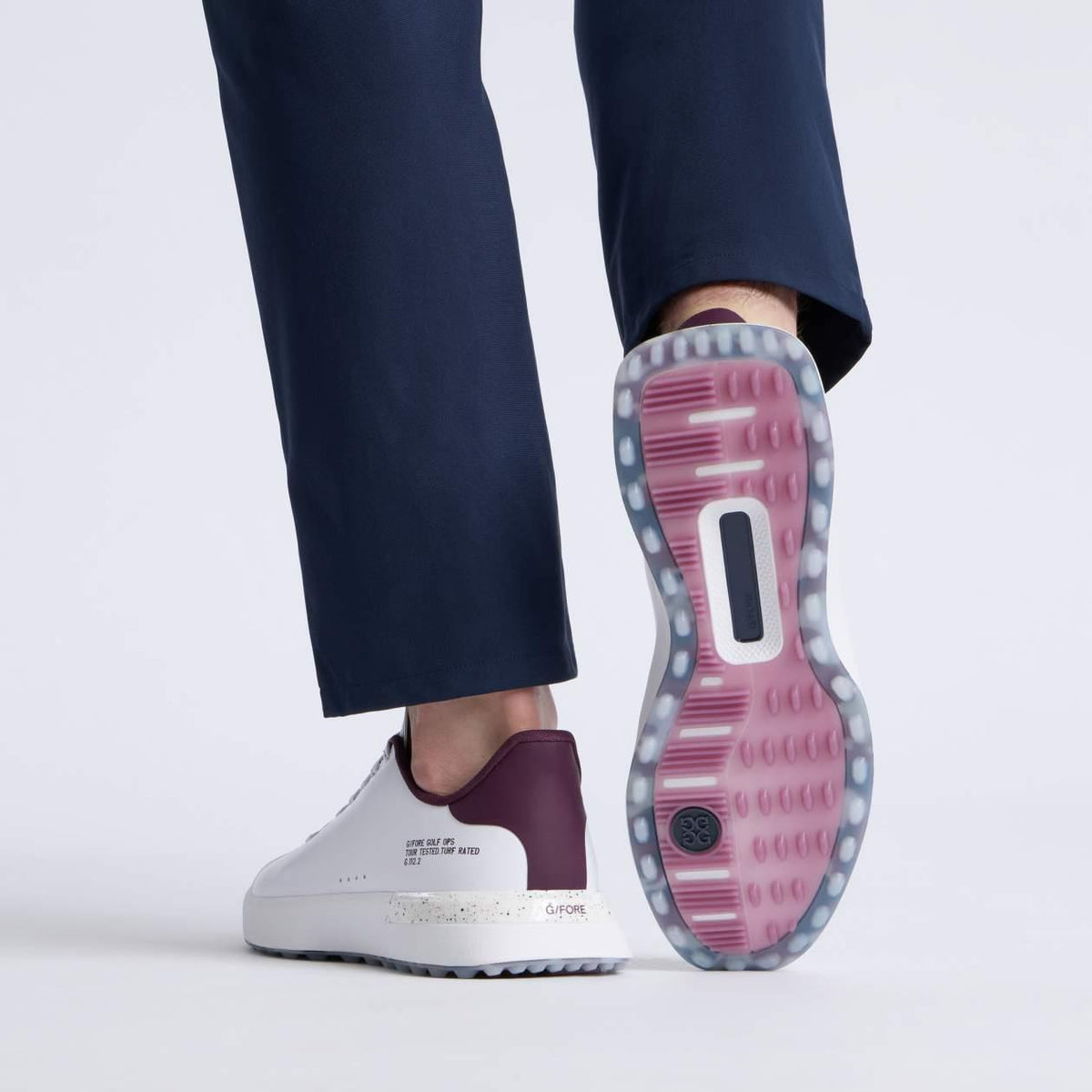 G.112 Spikeless Golf Shoes Snow/Dark Plum