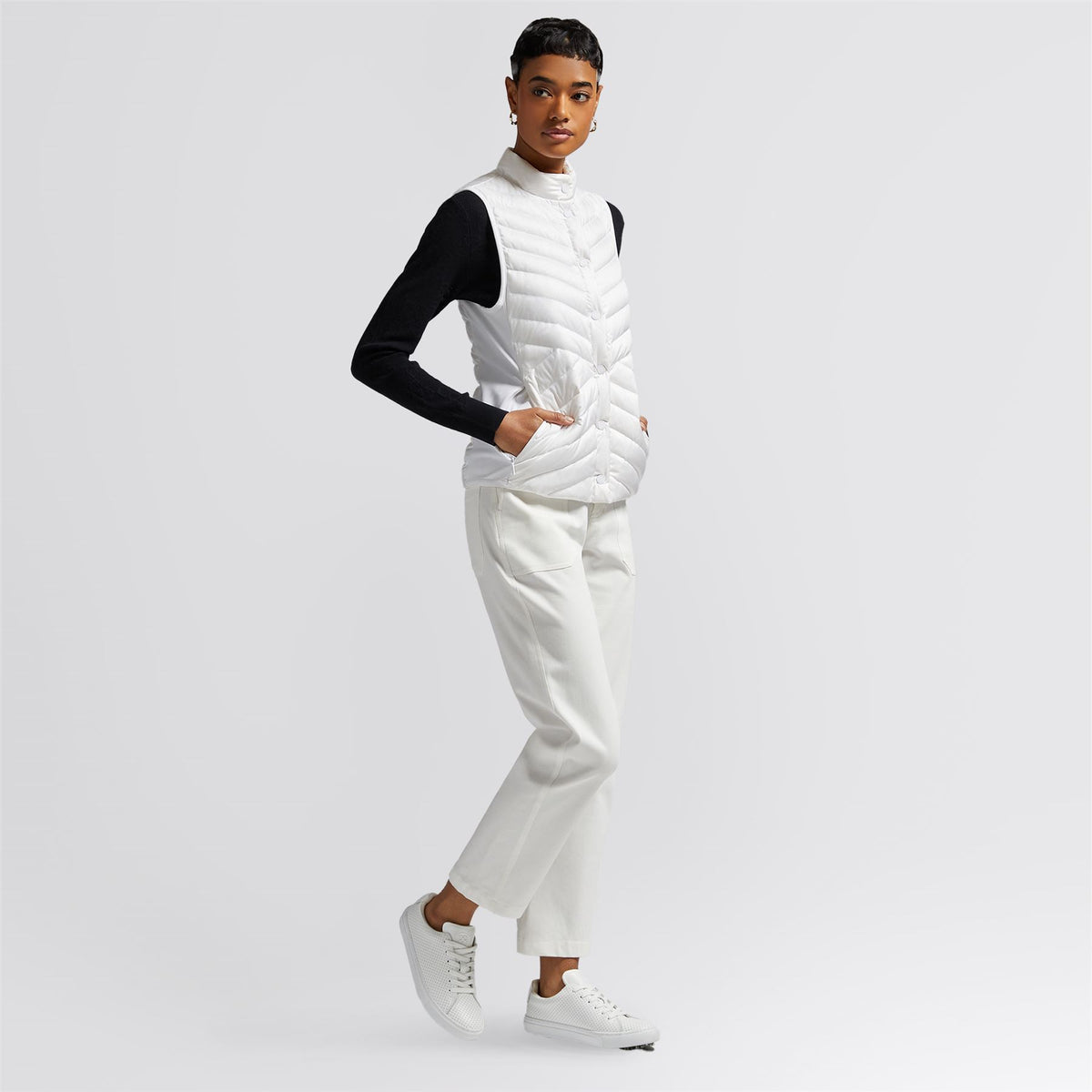 Down Quilted Taffeta Tech Gilet Snow