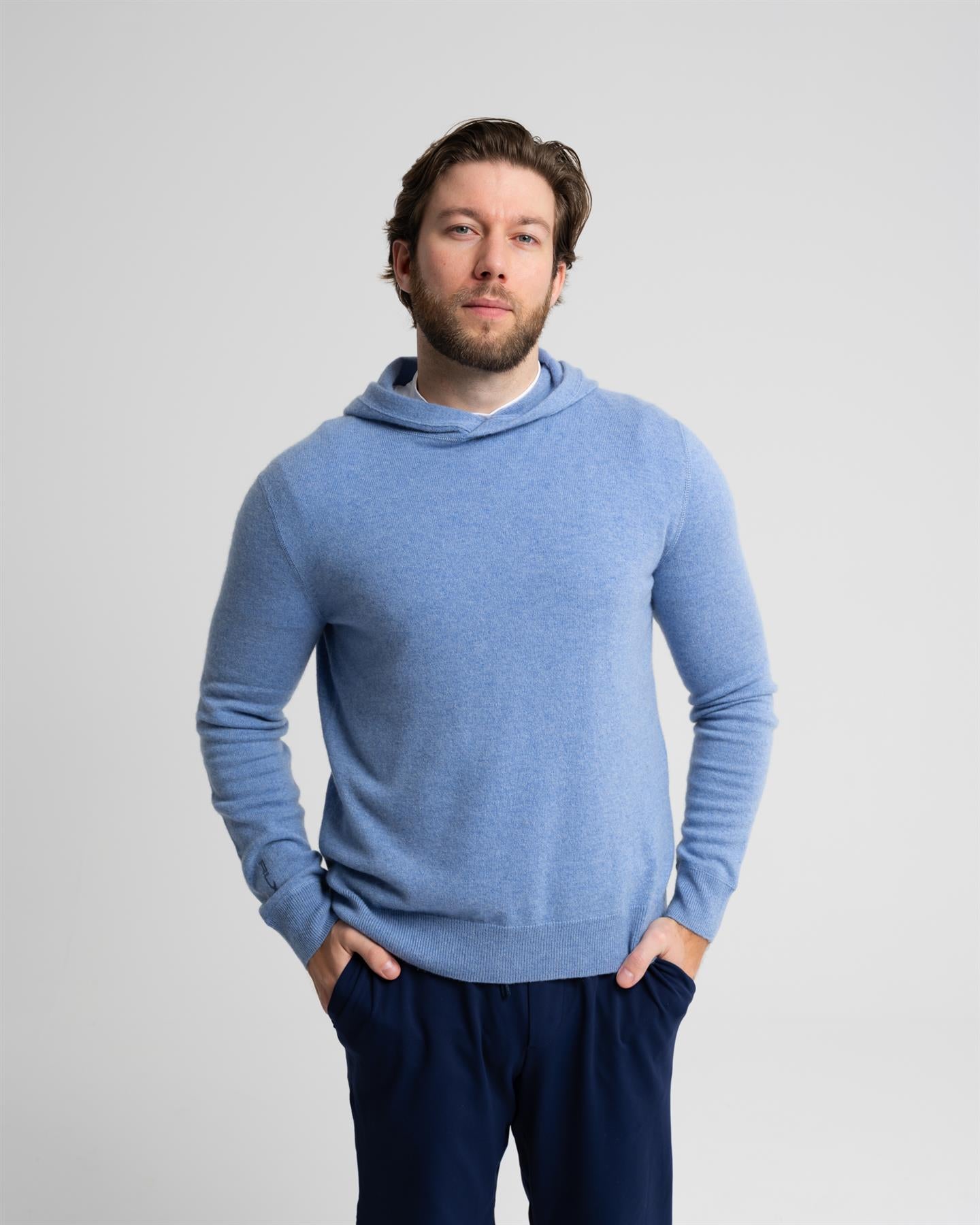 RLX Cashmere Pullover Hoodie Mystic Blue Heather