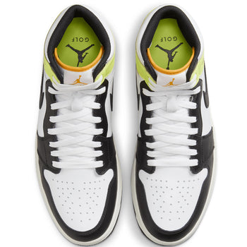 Air Jordan 1 High Top Golf Shoes White/Black/University Gold/Volt