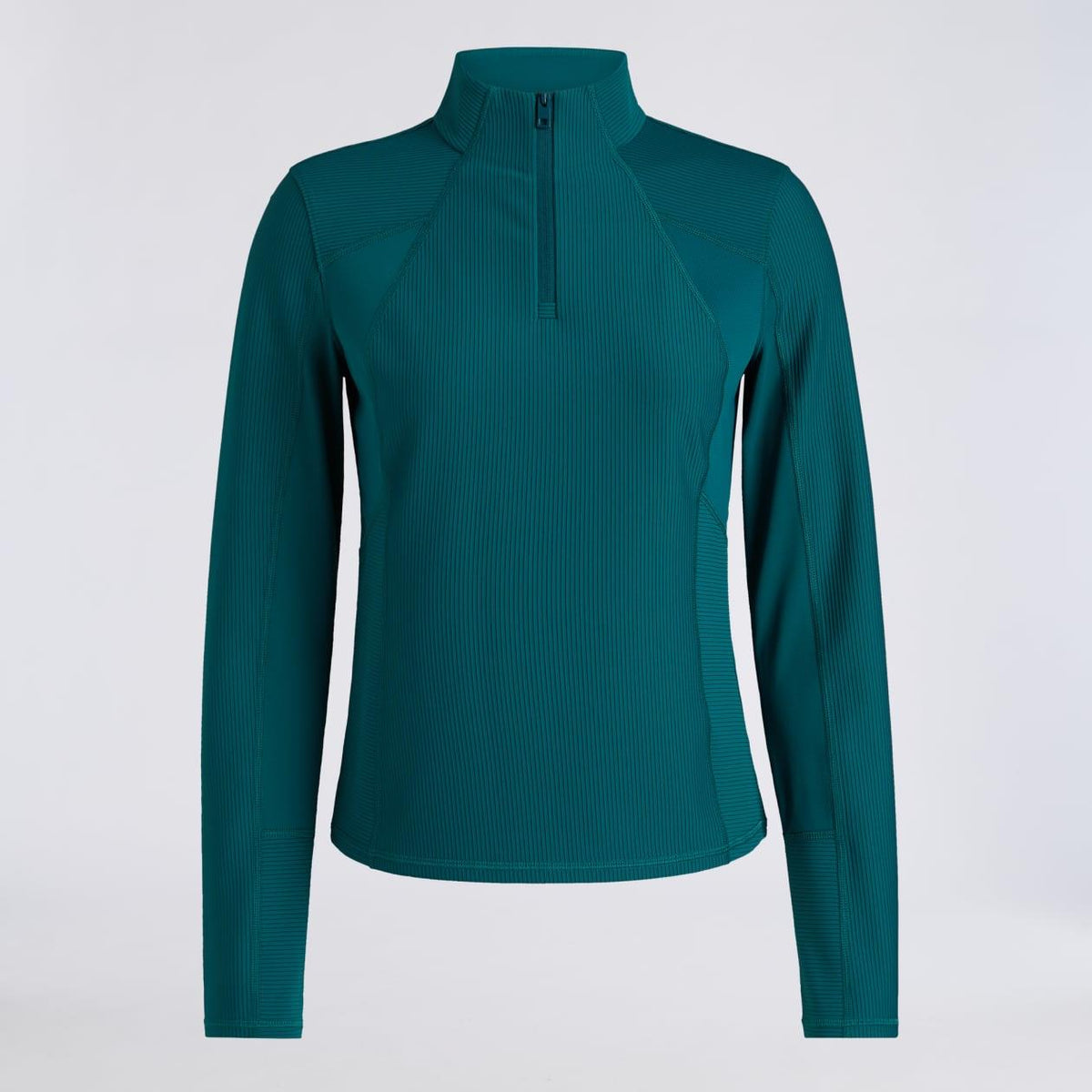 Two Tone Rib Quarter Zip Pullover Marine Teal