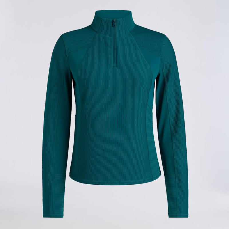 Two Tone Rib Quarter Zip Pullover Marine Teal