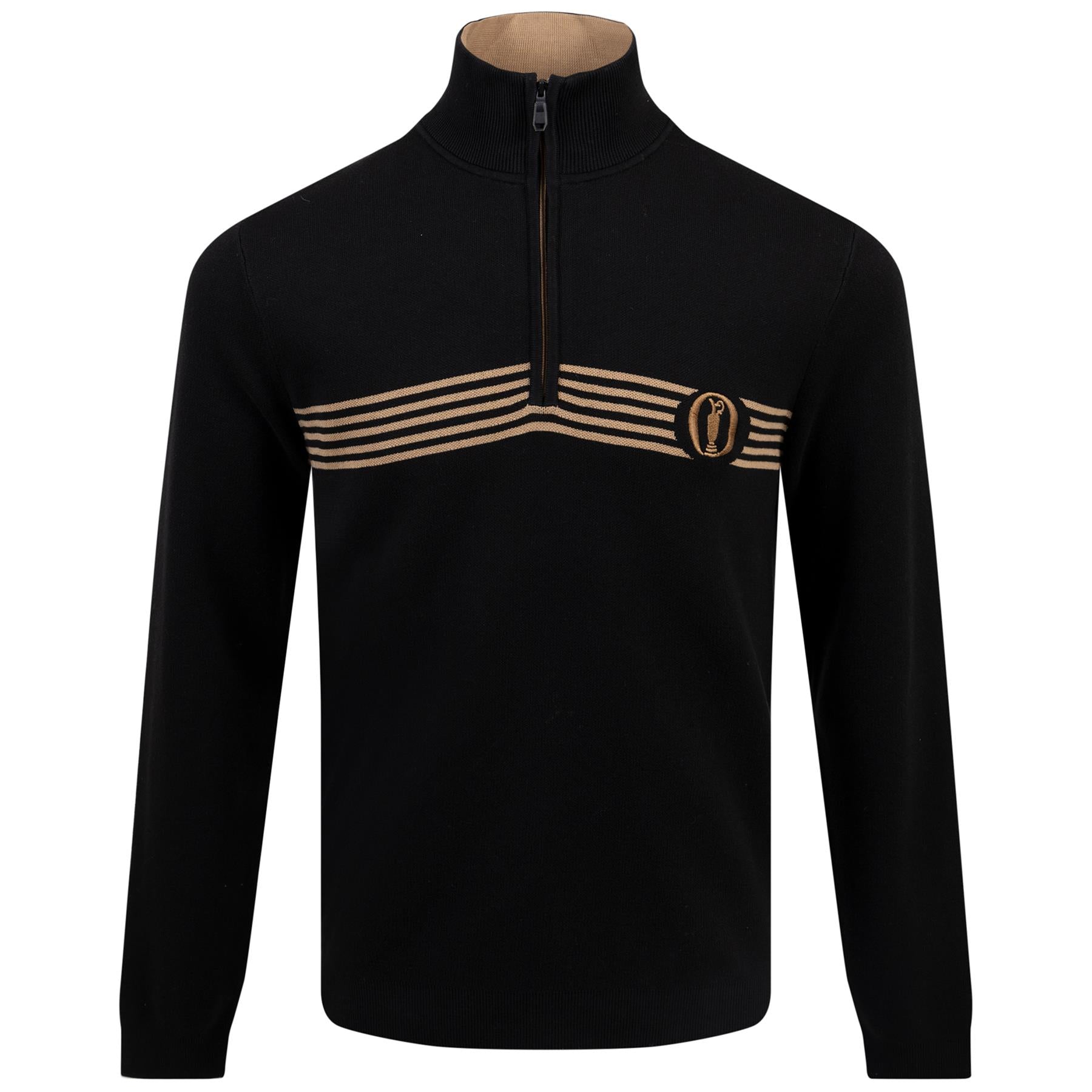 The Open Cotton Quarter Zip Mid Layer Black