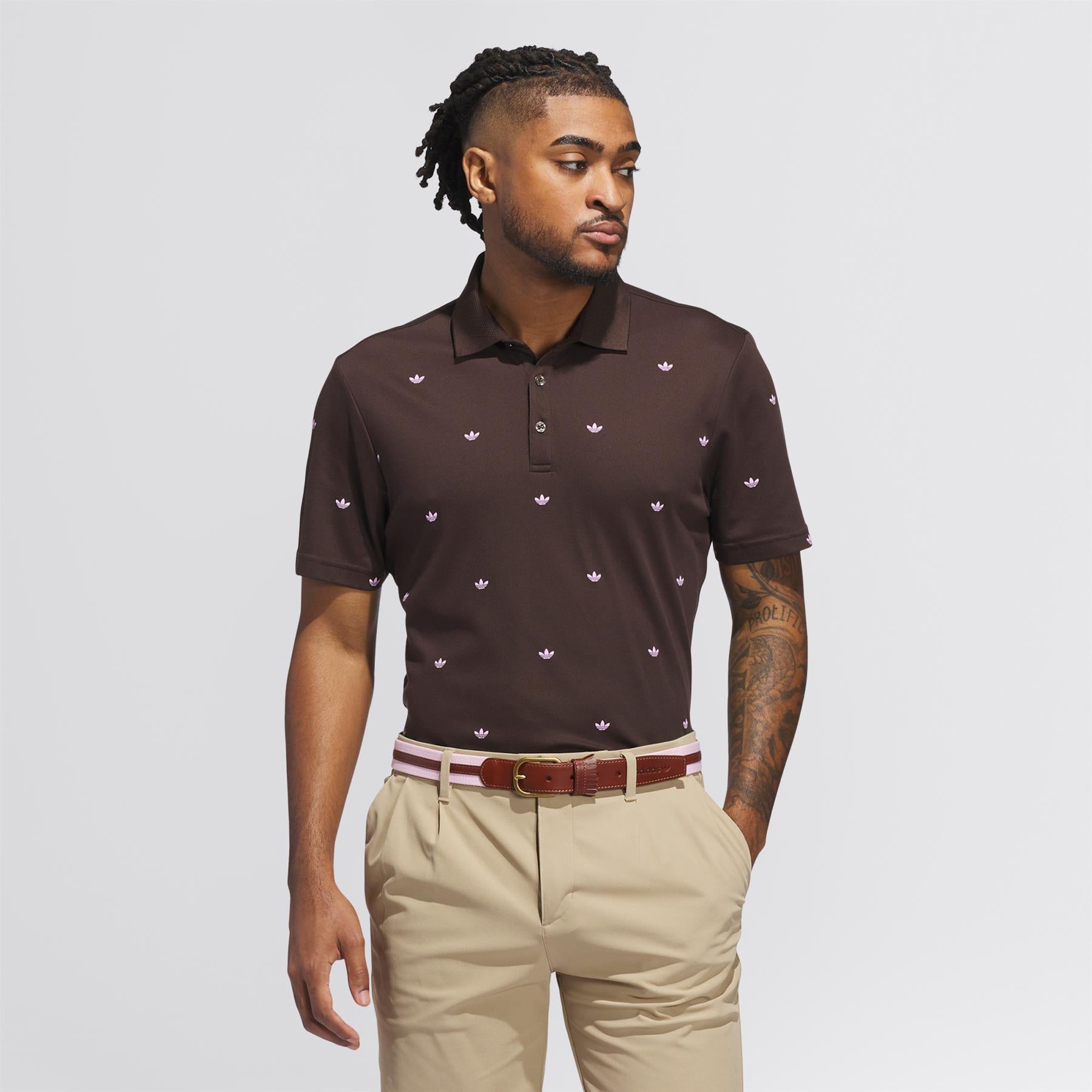 Printed Trefoil Polo Dark Brown