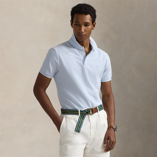 Polo Golf Custom Slim Fit Cotton Polo Office Blue/White