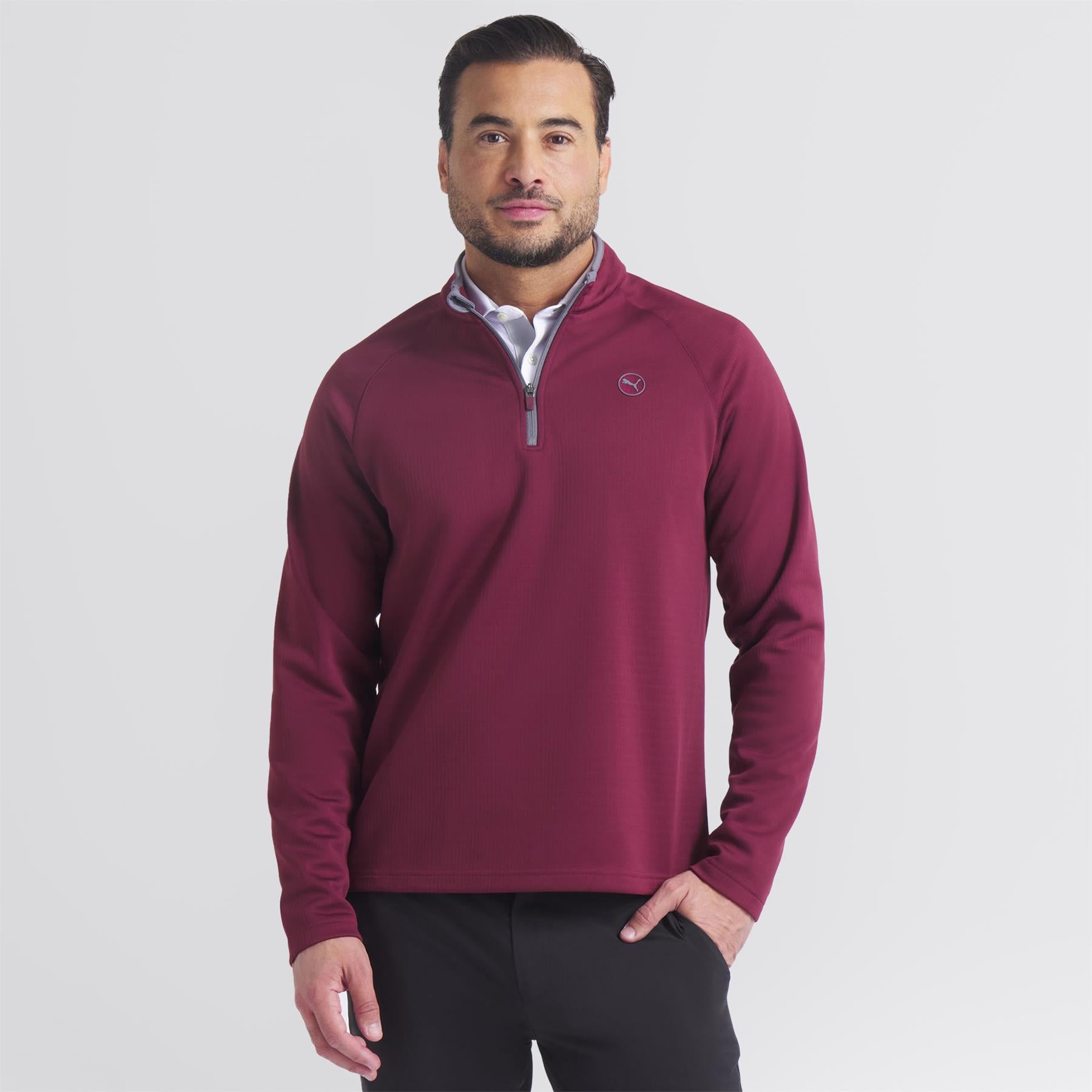 Waffle Fleece Quarter Zip Mid Layer Ruby Shimmer