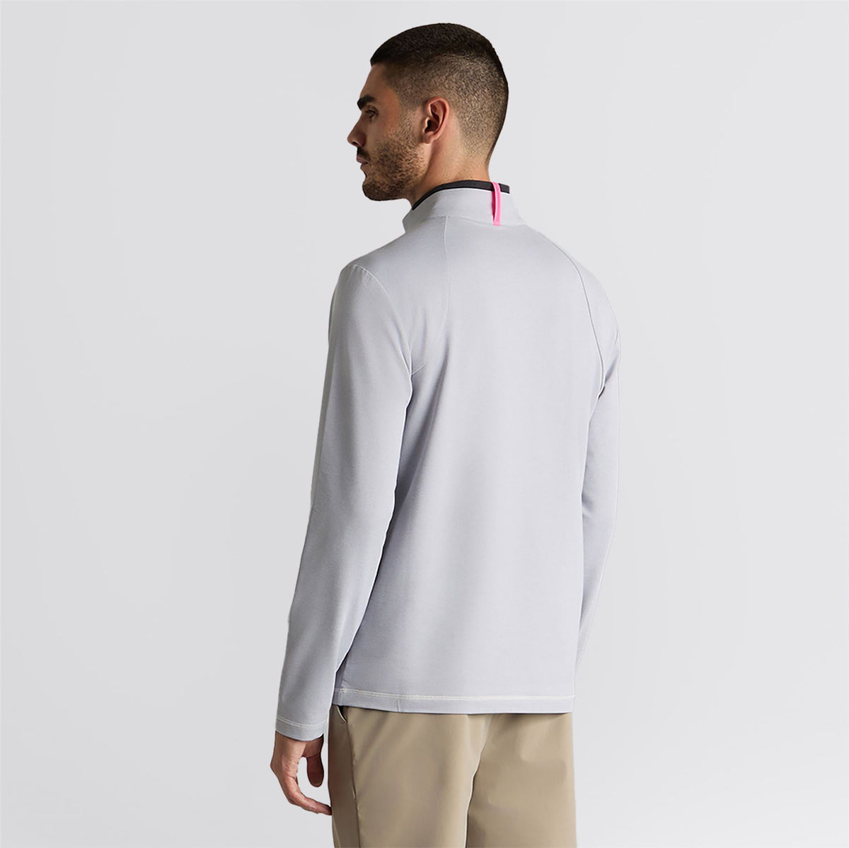 Brushed Back Tech Quarter Zip Mid Layer Light Grey Melange