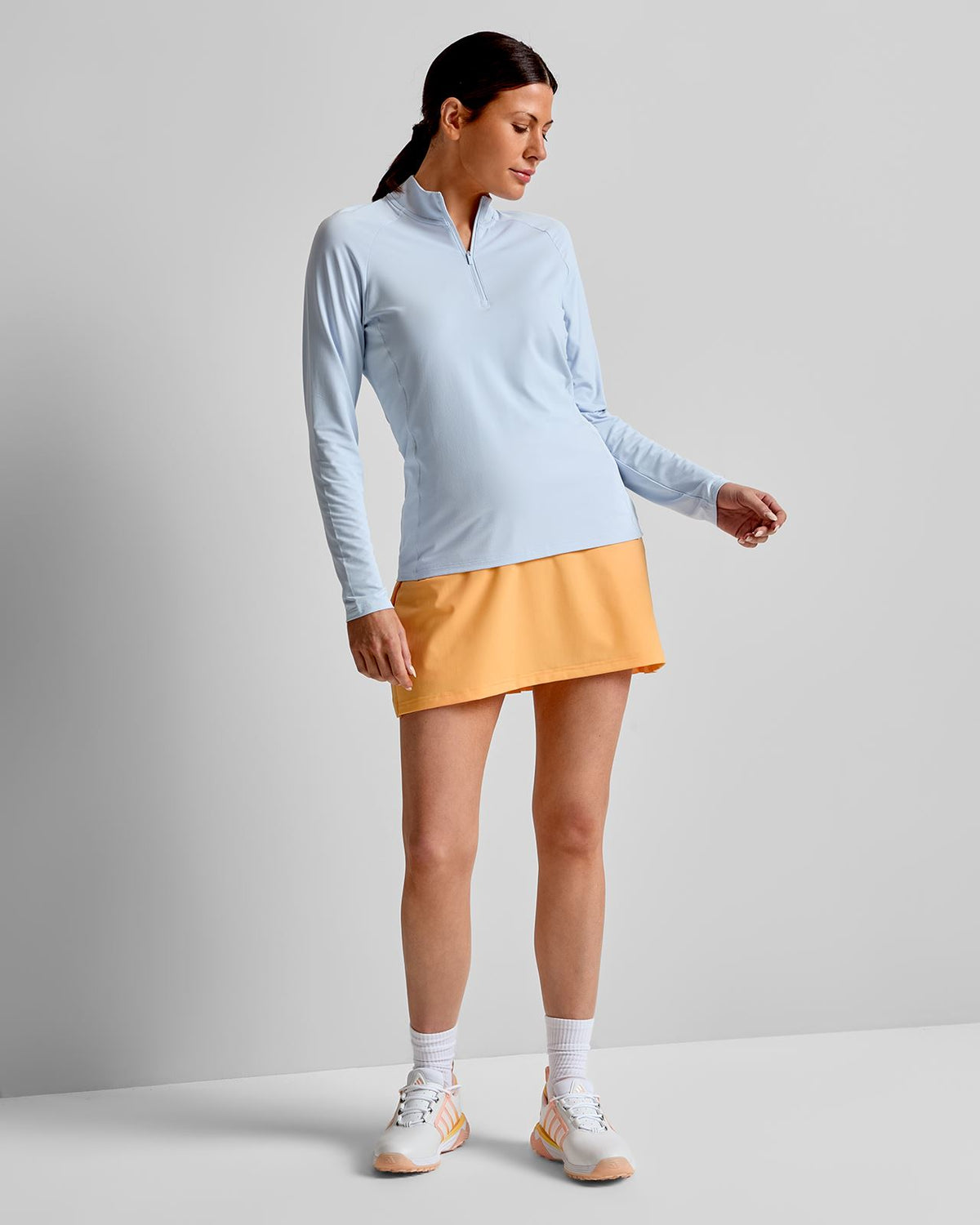 Ultimate365 Solid Quarter Zip Mock Neck Crystal Sky