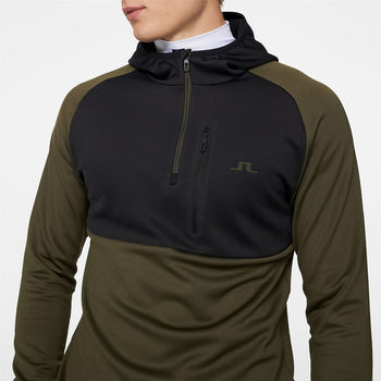 Adam Quarter Zip Hood Forest Green