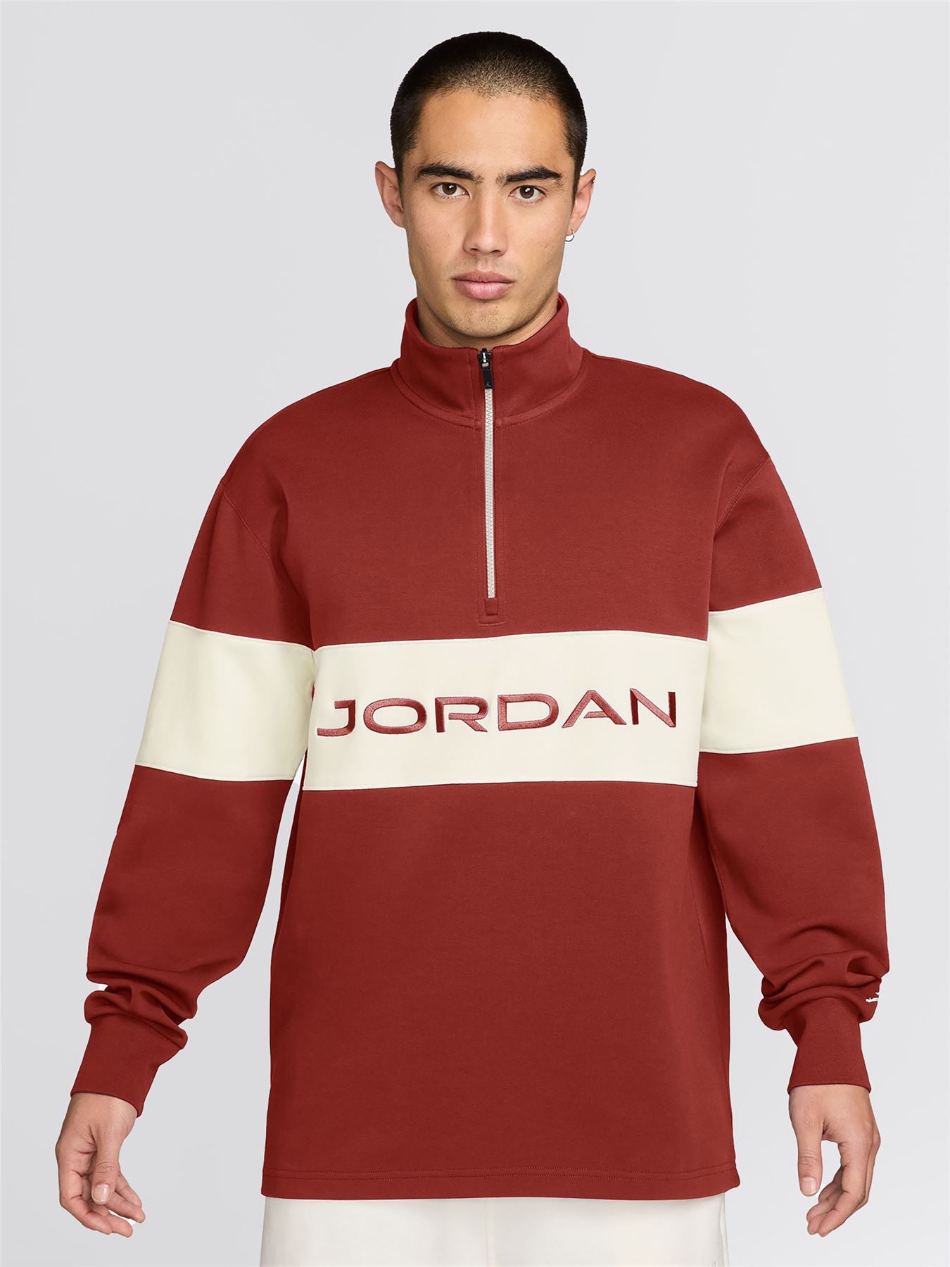 Jordan Dri-FIT Golf Half Zip Mid Layer Mystic Red/Sail