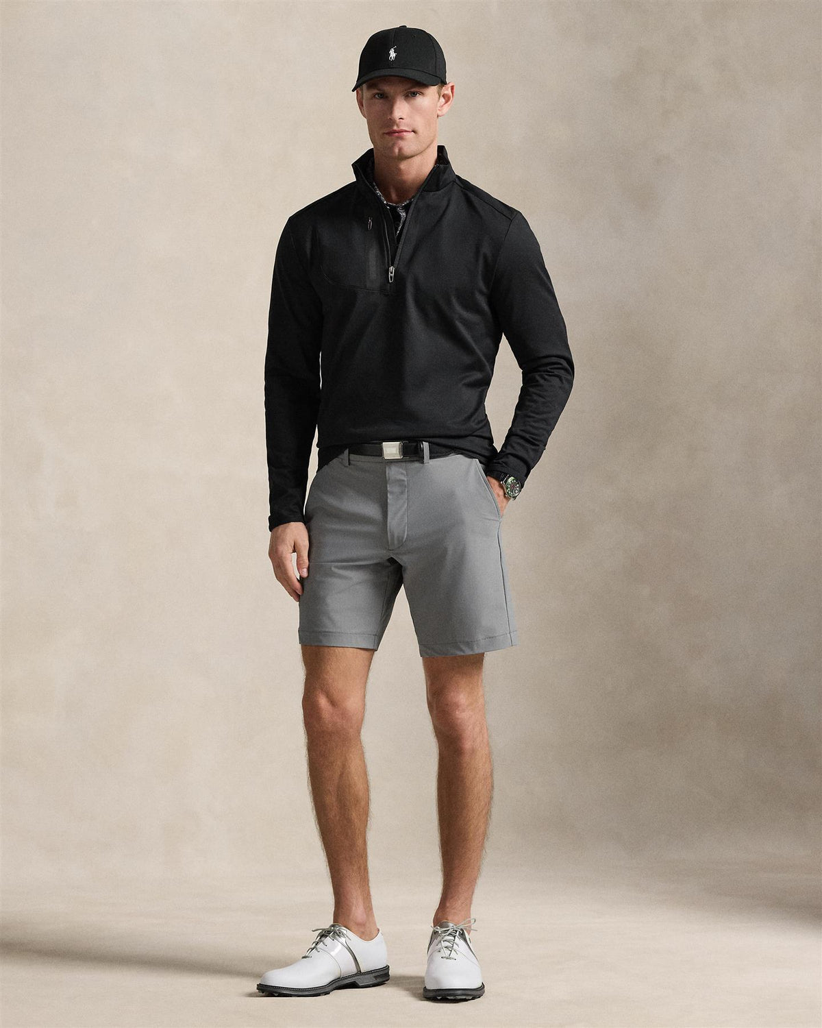 Stretch Jersey Pullover Polo Black