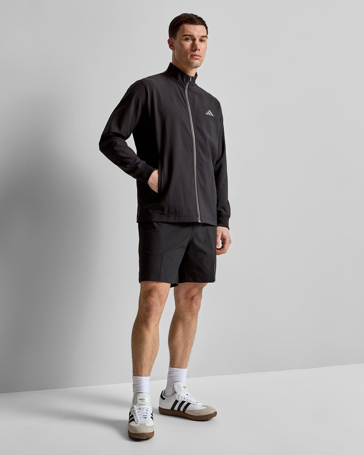 Ultimate365 Textured Woven Full Zip Mid Layer Black