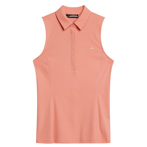 Damen Dena Ärmelloses TX-Jersey-Poloshirt Burnt Coral Pink – SS24