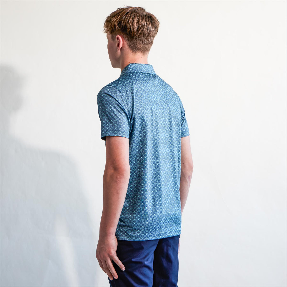 Boys Mattr Scallop Polo Shirt Dark Indigo/Mint Jelly