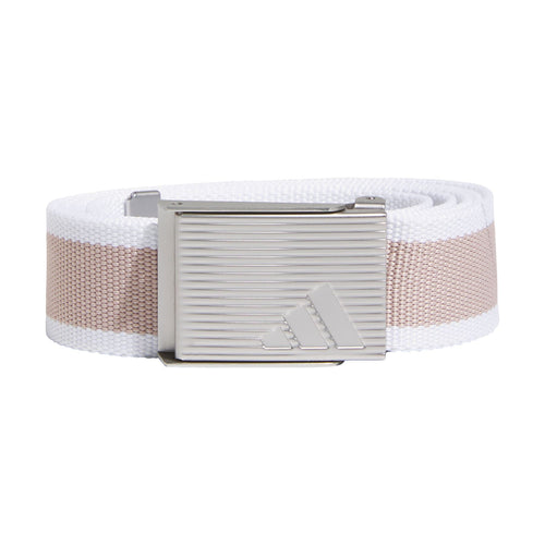 Womens Reversible Striped Webbing Belt White/Taupe - SS25