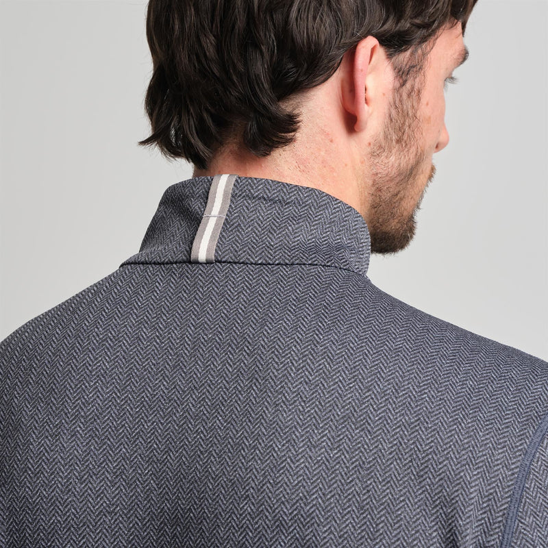Palmer Performance Quarter Zip Navy Herringbone