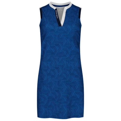Womens Abby Sleeveless Dress Hexagon Blue - SS24