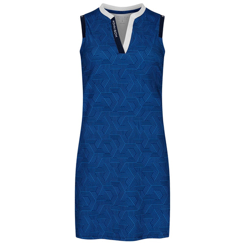 Womens Abby Sleeveless Dress Hexagon Blue - SS24