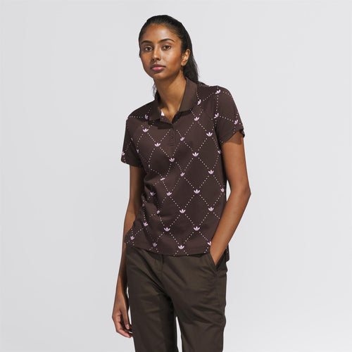Printed Trefoil Polo Dark Brown/Bliss Lilac