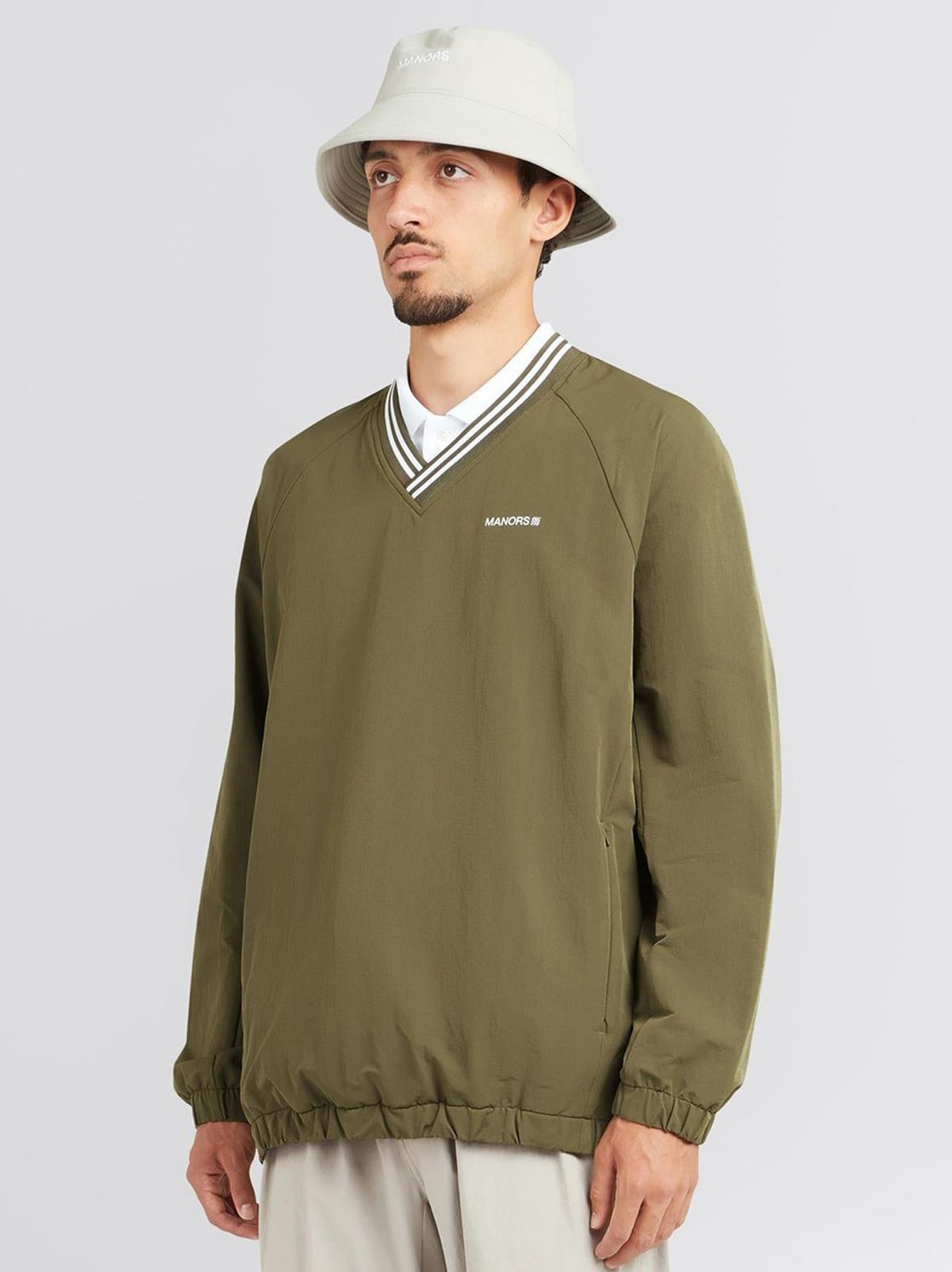 V-Neck Pullover Windbreaker Dark Olive