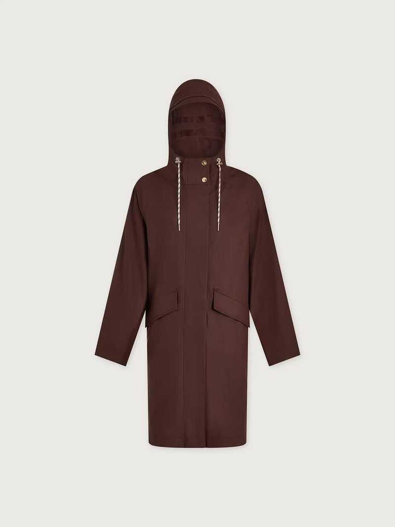 Tovera Long Rain Jacket Deep Mahogany