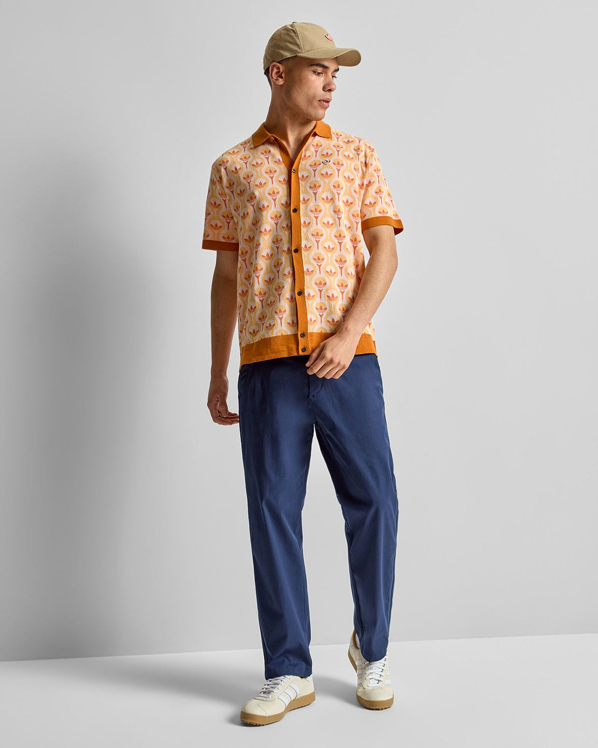 Originals Knit Polo White/Ice Tangerine/Dusky Orange