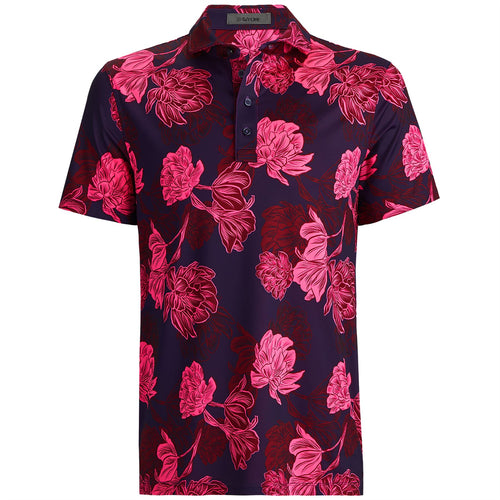 Floral Print Tech Jersey Polo Cabernet - AW24