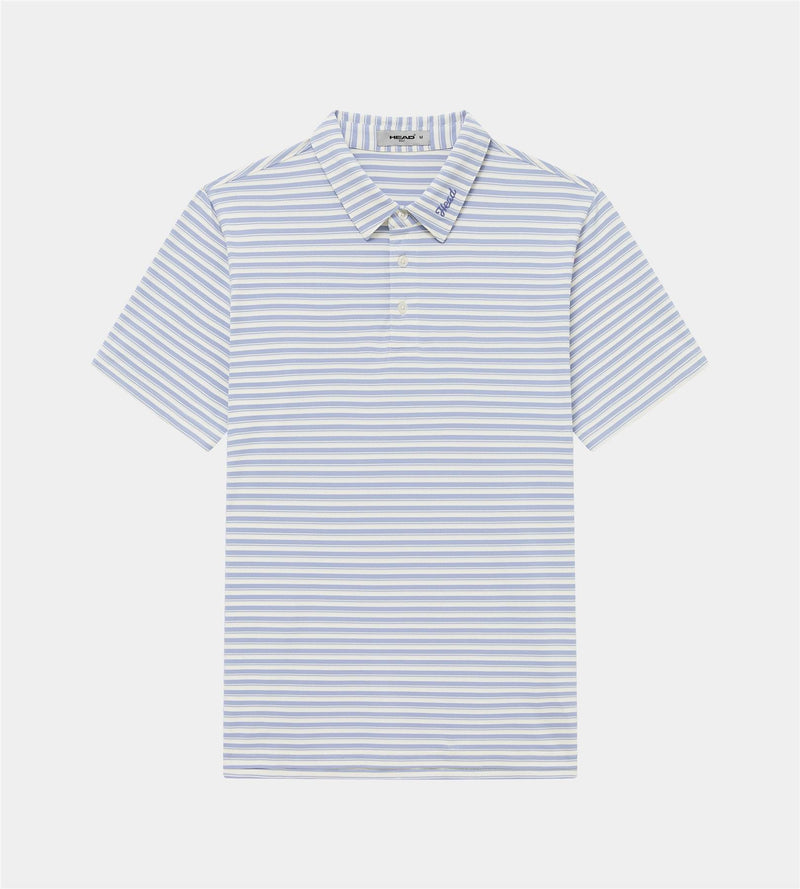 Engineer Stripe Polo Dusty Blue/White