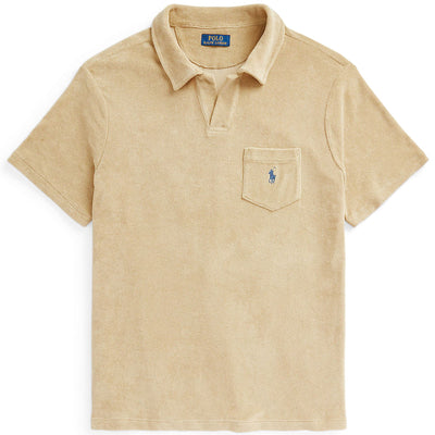 Polo Golf Classic Fit Cotton Knit Open Placket Polo Coastal Beige - SS24