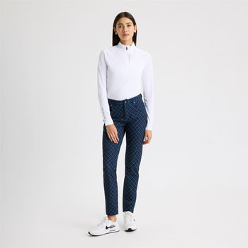 Chie Comfort Trousers Micro R Check Navy