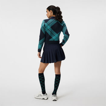 x Glenmuir Brea Knitted V-Neck Sweater Tartan Teal