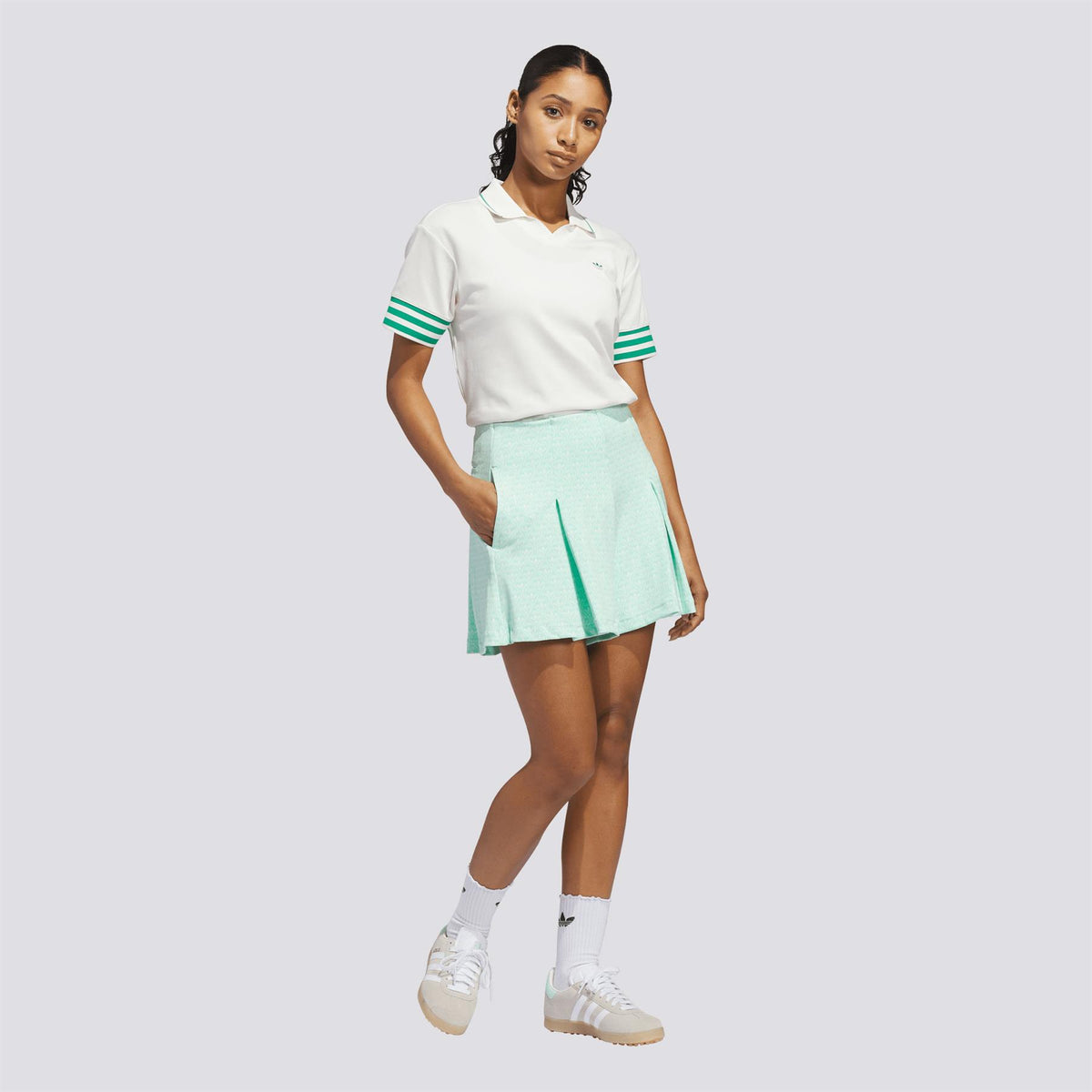 Originals 3-Stripe Polo Chalk White/Court Green