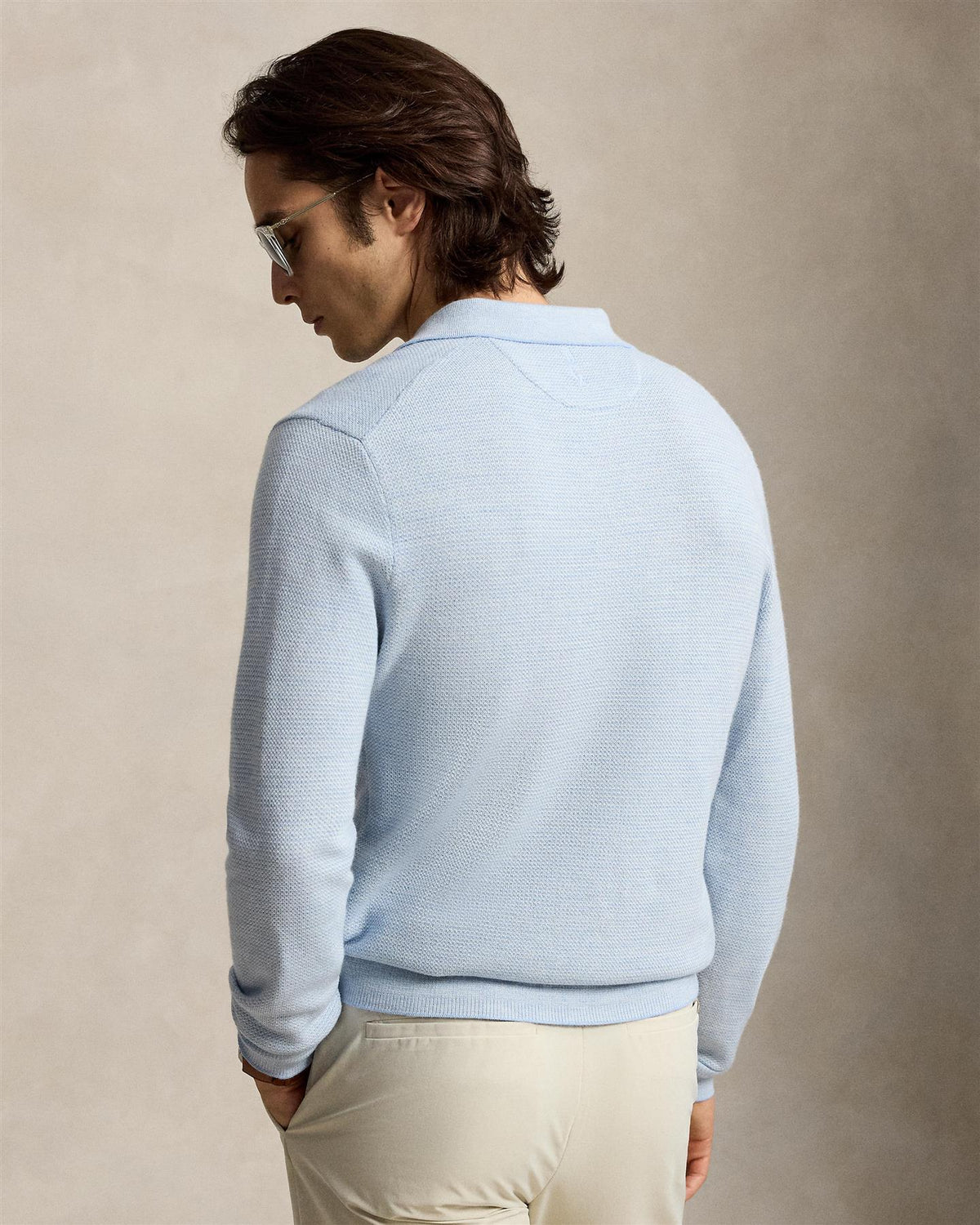 Striped Performance PoloCollar Sweater Blue Combo