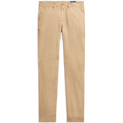 Polo Golf Straight Fit Bedford Linen Trousers Tan Beige - SS24